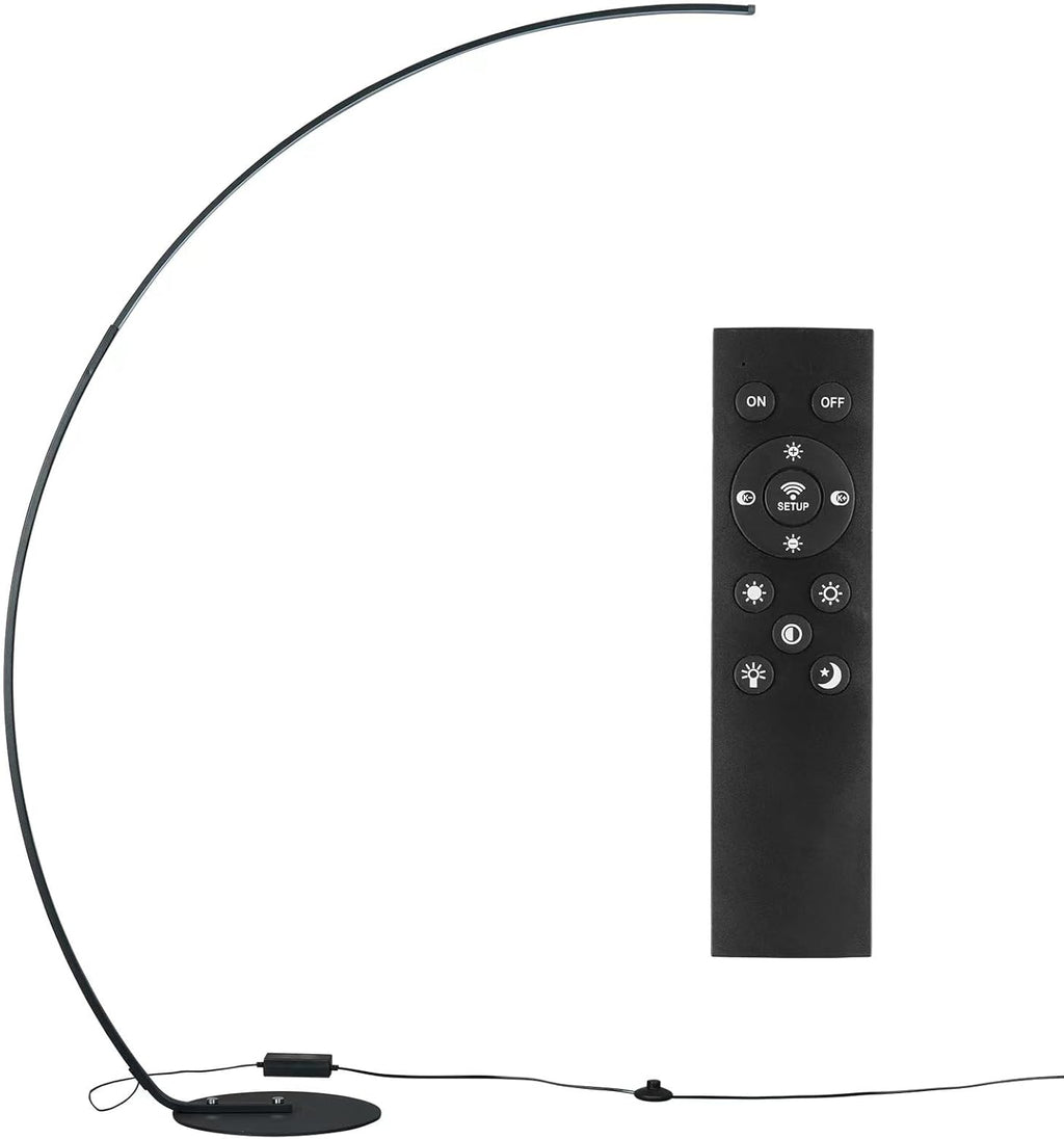 NUÜR Arc Floor Lamp, 67" Tall Black Gold LED Modern Standing Floor Lamp with Remote Control, Arched Bright Floor Lamps for Living Room Bedroom Office Home (Black)
