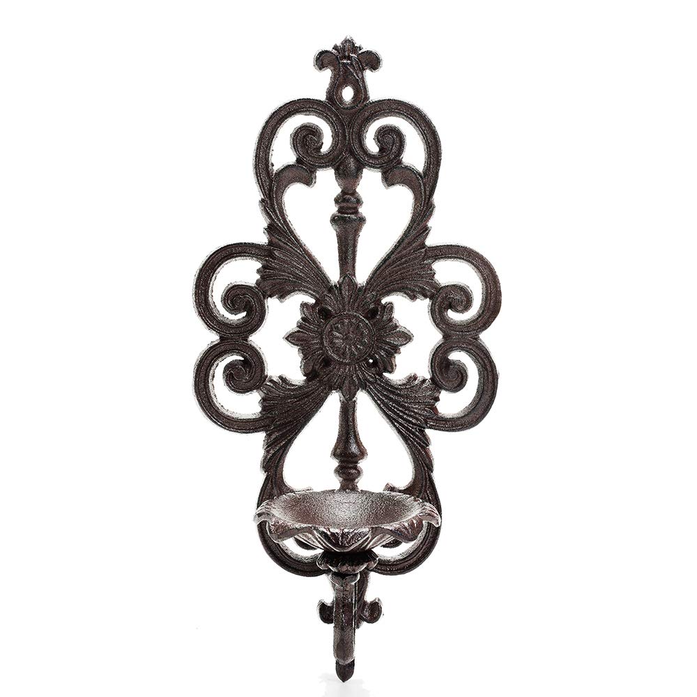 Sungmor Cast Iron Wall Candle Sconce, Wall Mount Tealight Flameless Candle Holders, Decorative Vintage Vine Candleholder Wall Hanging Pillar Candle Stand Kitchen Dining Living Room Bedroom Patio Decor