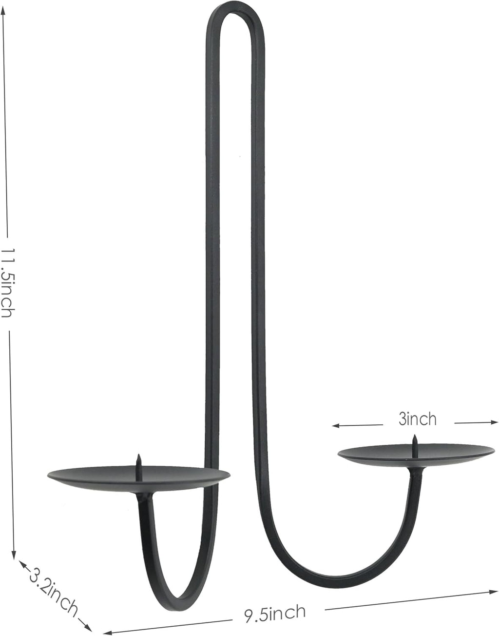 Double Armed Iron Candle Holders Metal Wall Candle Sconce Holder Set of 2 Black Modern Wall Candle Sconces Hanging for Living Room, Farmhouse, Fireplace, Wedding