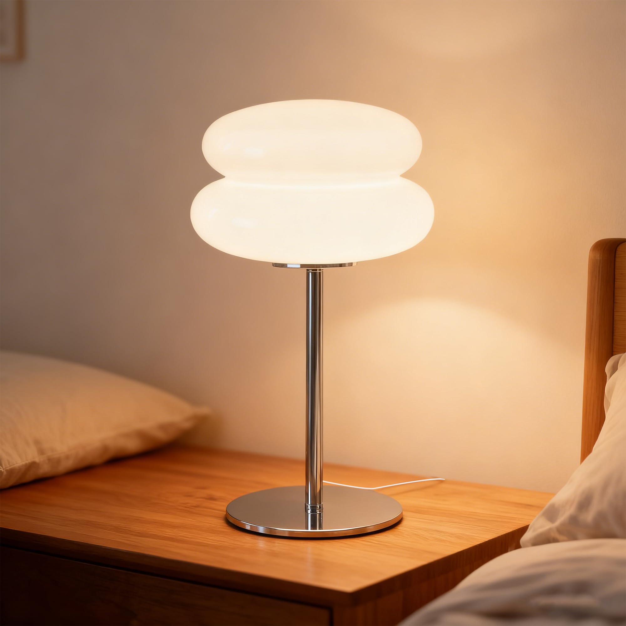 Bedroom Mushroom lamp, Medieval Modern Bedside Table lamp for Night Stands, Vintage dimmable Small Lamps, Cute Cool Desk Lamps Home Room Aesthetic Decor for Living Room(Orange)