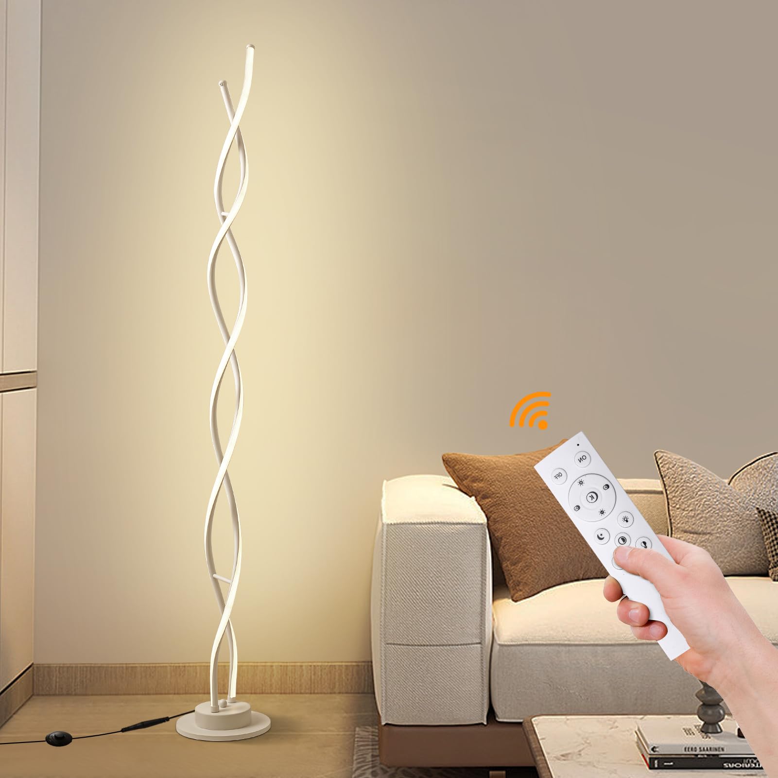 Floor Lamp, LED Modern Floor Lamps for Living Room, 2500LM-40W Lamps for Living Room 3Color Remote Dimmable Standing Lamp, 55" Floor Lamps for Living Room Bedroom Office