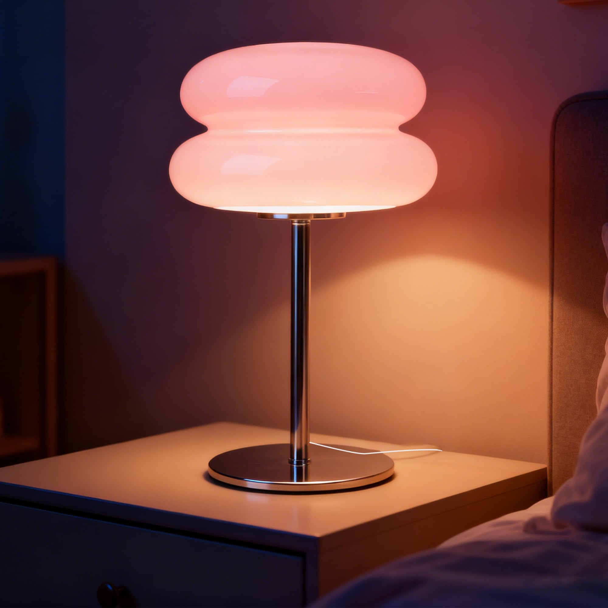 Bedroom Mushroom lamp, Medieval Modern Bedside Table lamp for Night Stands, Vintage dimmable Small Lamps, Cute Cool Desk Lamps Home Room Aesthetic Decor for Living Room(Orange)