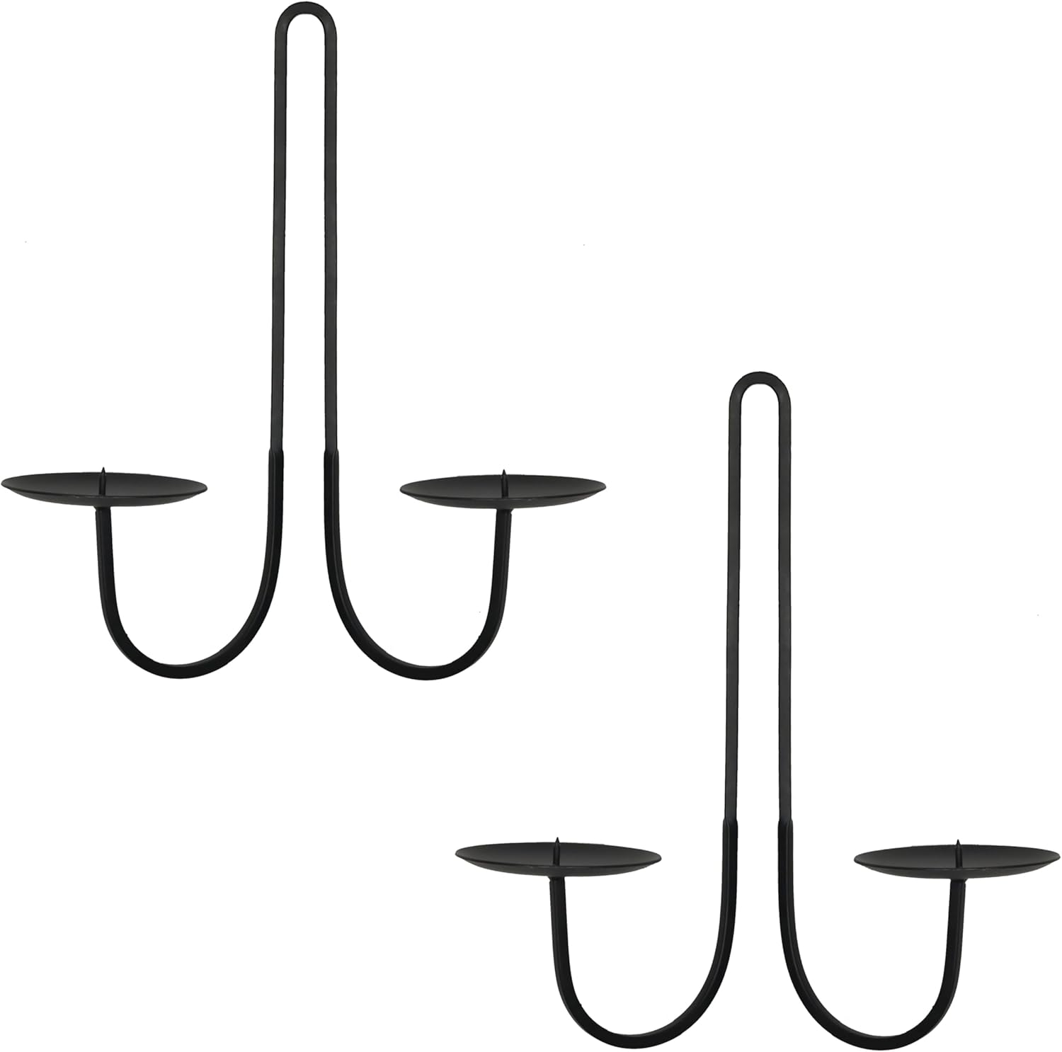 Double Armed Iron Candle Holders Metal Wall Candle Sconce Holder Set of 2 Black Modern Wall Candle Sconces Hanging for Living Room, Farmhouse, Fireplace, Wedding