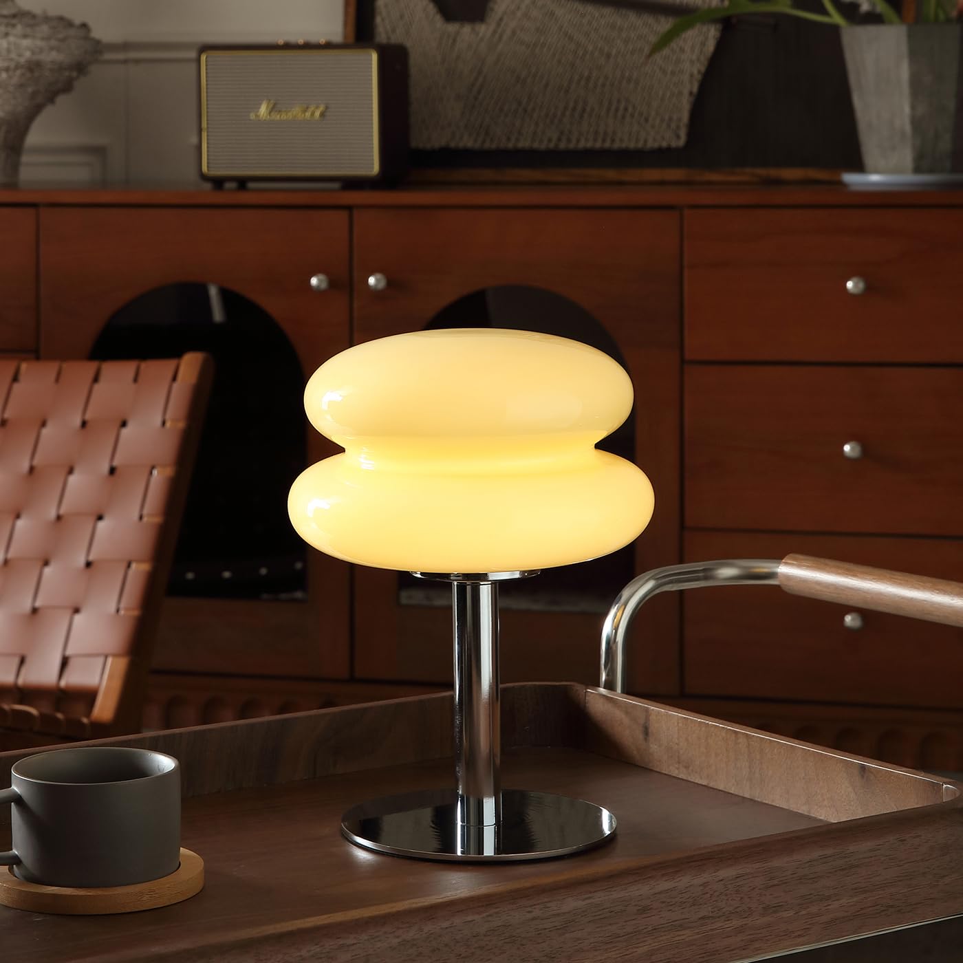 Mushroom Lamp Table Lamp for Night Stands,Mid Century Modern Desk Lamps for Bedroom, Vintage Dimmable Bedside Small Lamps, Cute Cool Home Room Aesthetic Decor for Living Room (Orange)