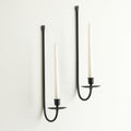 Double Armed Iron Candle Holders Metal Wall Candle Sconce Holder Set of 2 Black Modern Wall Candle Sconces Hanging for Living Room, Farmhouse, Fireplace, Wedding