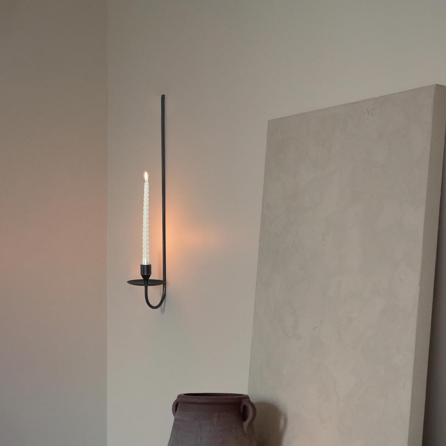 24.8" Iron Metal Wall Candle Sconce Holder, Set of 2 Wall Mount Candle Holders Modern Wall Candle Sconces Hanging for Living Room Farmhouse Fireplace Wedding