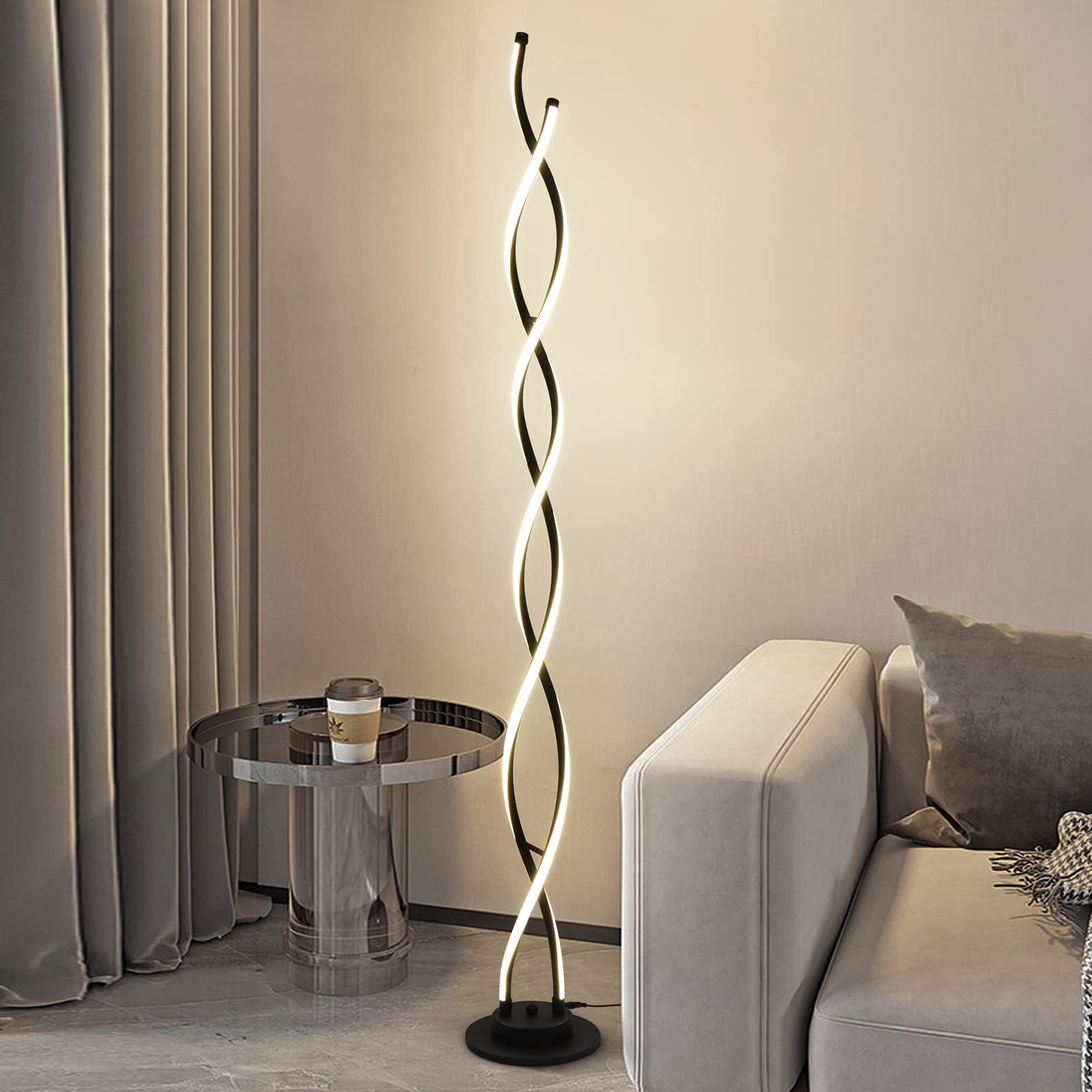 Floor Lamp, LED Modern Floor Lamps for Living Room, 2500LM-40W Lamps for Living Room 3Color Remote Dimmable Standing Lamp, 55" Floor Lamps for Living Room Bedroom Office