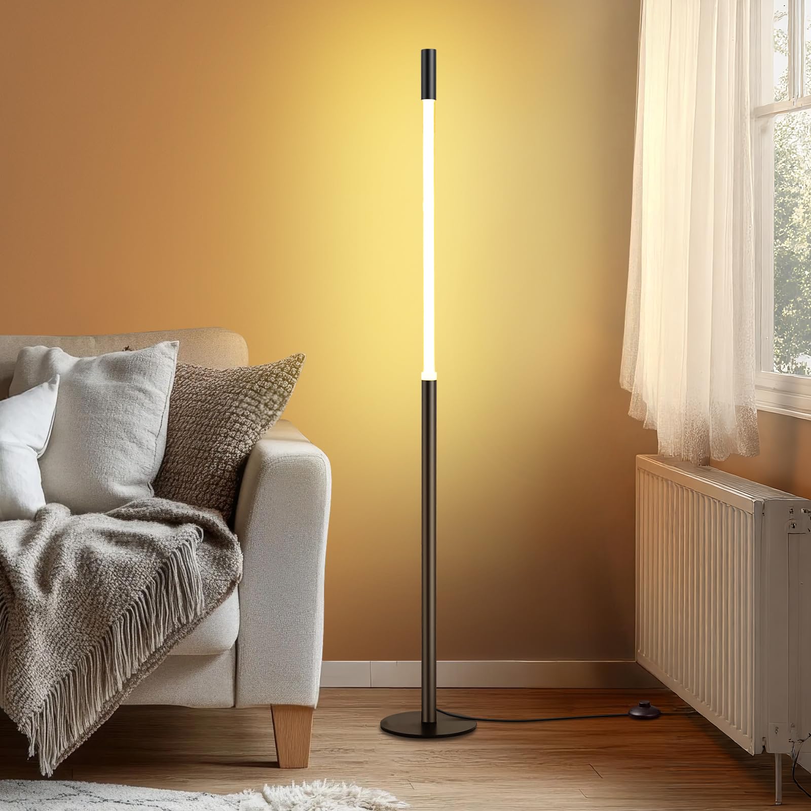 LED Dimmable Floor Lamp with Remote & Foot Switch, 2700–6000K Adjustable Color Temperature & Stepless Dimming, Sculptural Leaf-Disc Tall Standing Lamp, Brass Gold Corner Lamp for Living Room Bedroom