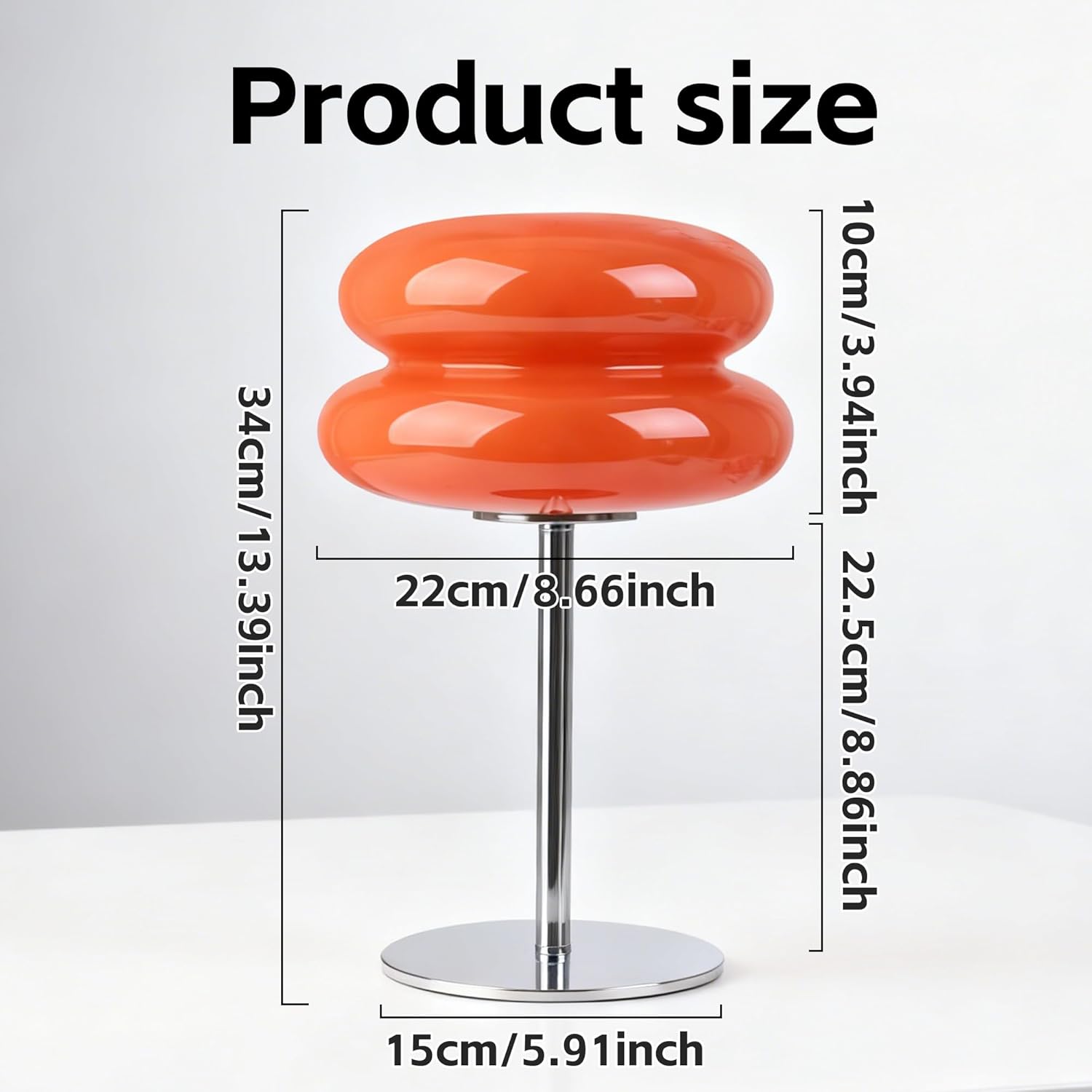 Bedroom Mushroom lamp, Medieval Modern Bedside Table lamp for Night Stands, Vintage dimmable Small Lamps, Cute Cool Desk Lamps Home Room Aesthetic Decor for Living Room(Orange)