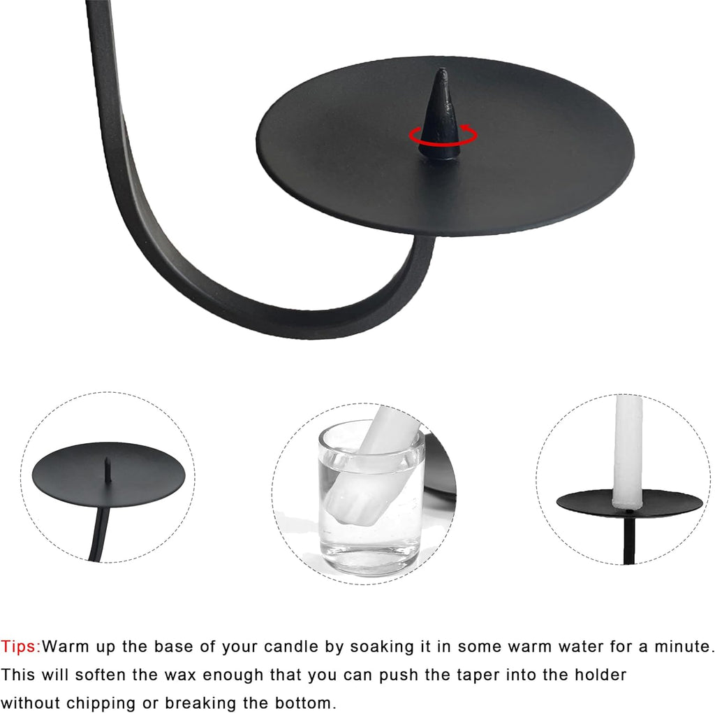 Double Armed Iron Candle Holders Metal Wall Candle Sconce Holder Set of 2 Black Modern Wall Candle Sconces Hanging for Living Room, Farmhouse, Fireplace, Wedding