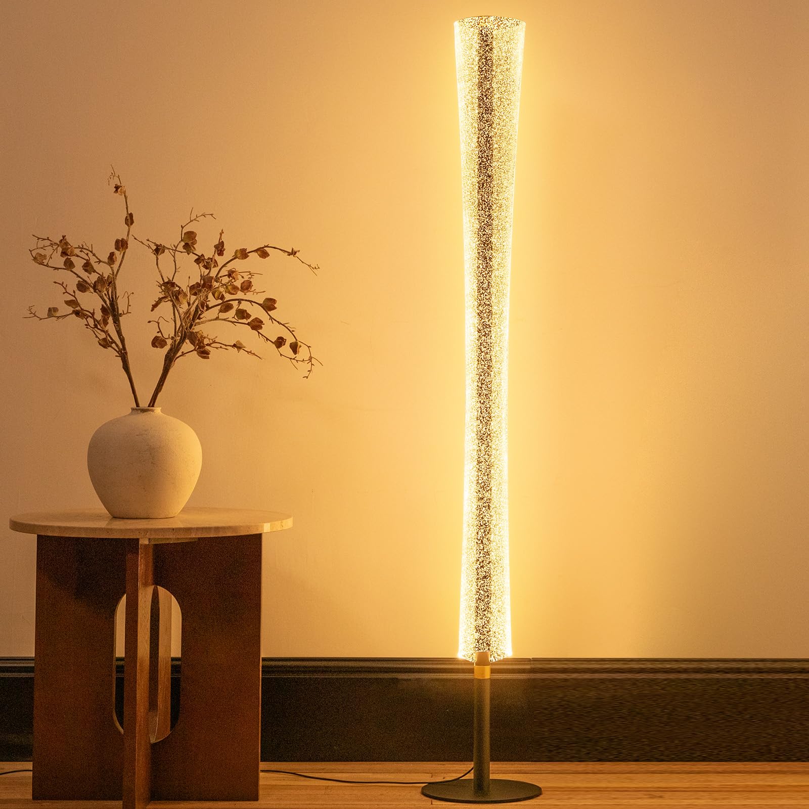 LED Dimmable Floor Lamp with Remote & Foot Switch, 2700–6000K Adjustable Color Temperature & Stepless Dimming, Sculptural Leaf-Disc Tall Standing Lamp, Brass Gold Corner Lamp for Living Room Bedroom