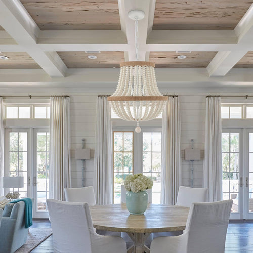 3-Light Boho Chandelier Farmhouse, Wood Bead Pendant Light, Antique Rustic Hanging Light Fixture for Kitchen Island Hallway Entryway Bedroom Nursery Dining Room Foyer