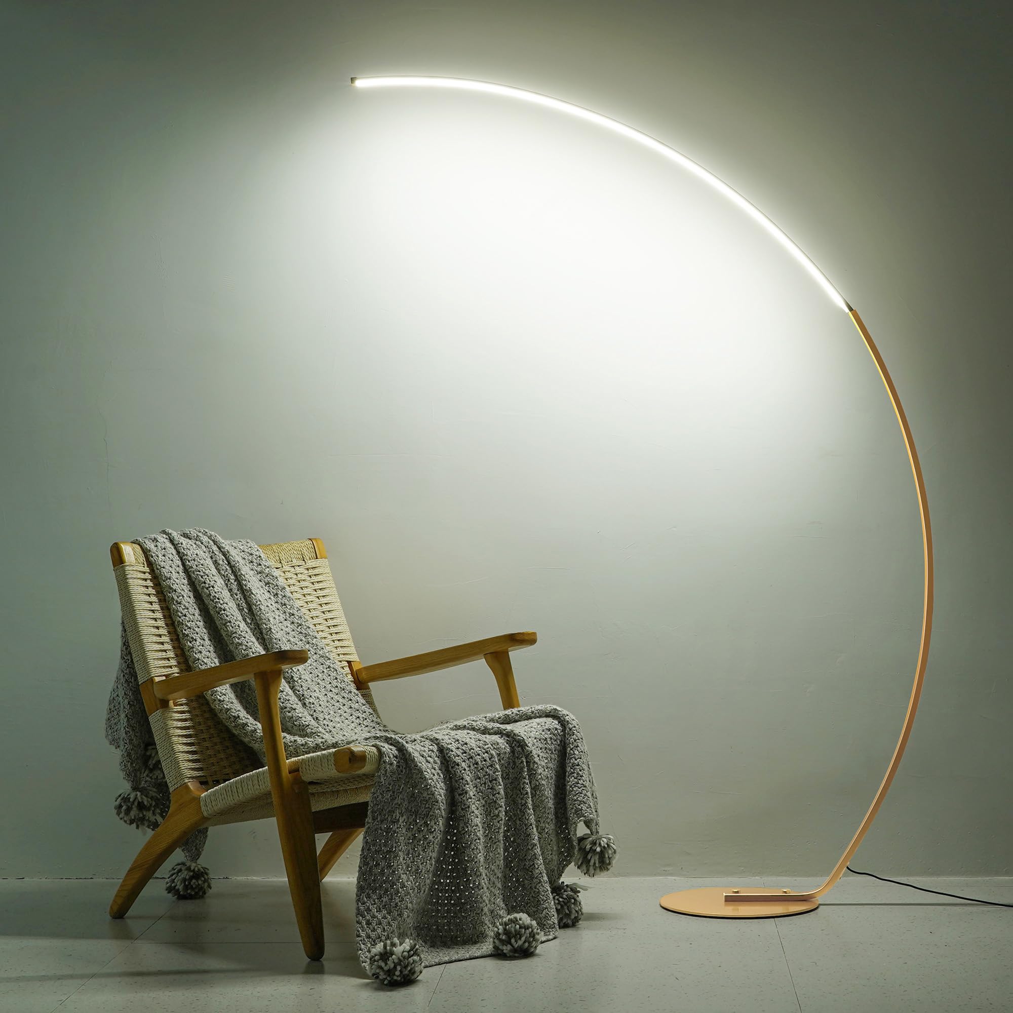 NUÜR Arc Floor Lamp, 67" Tall Black Gold LED Modern Standing Floor Lamp with Remote Control, Arched Bright Floor Lamps for Living Room Bedroom Office Home (Black)