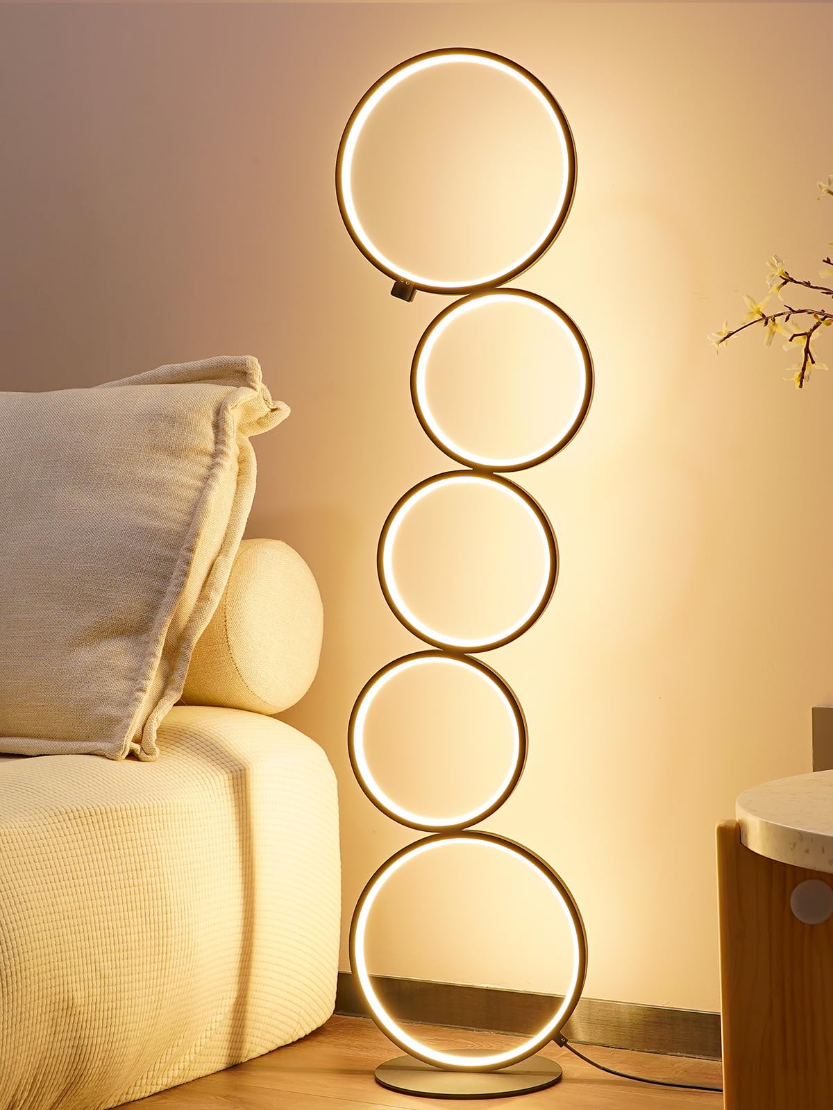 NUÜR Spiral Floor Lamp, 59" Tall Black LED Modern Standing Floor Lamp with Remote Control, Arched Bright Floor Lamps for Living Room Bedroom Office Home (Spiral Floor Lamp)