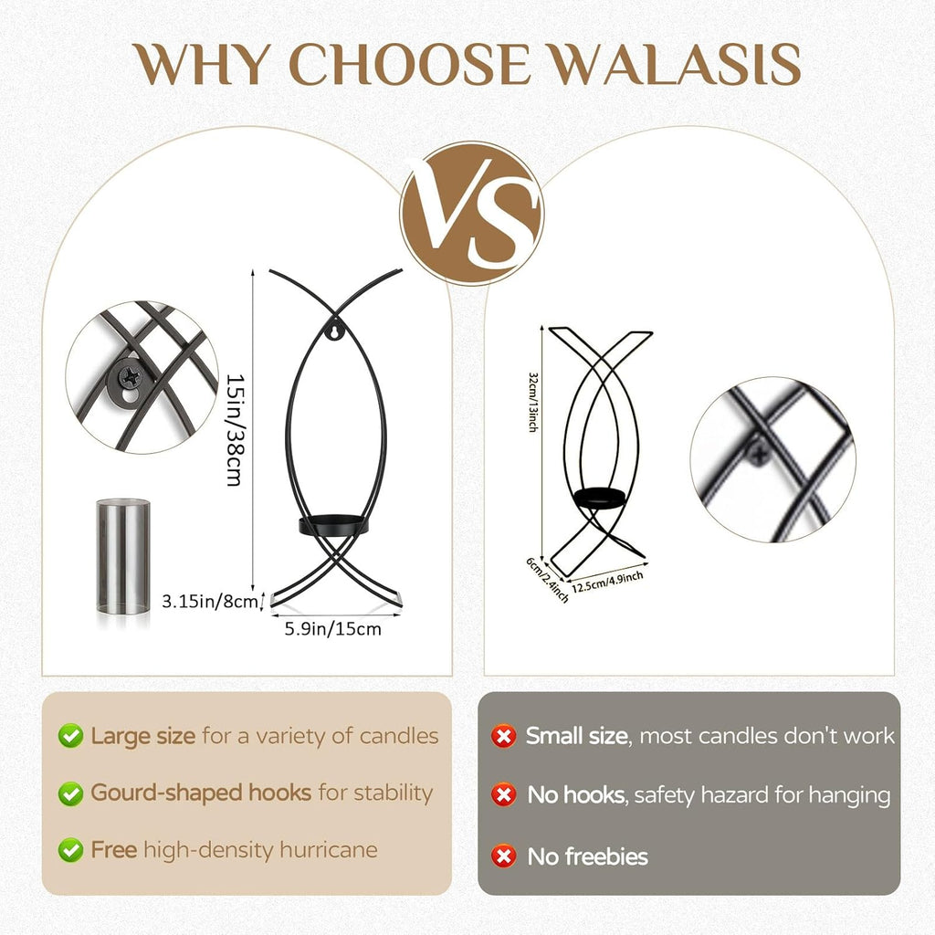 Candle Sconces Decorative Wall Art Set of 2 Black - Hurricane Candle Wall Sconce Decor Iron Two Candle Holders Modern Candle Sconces for Indoor Fireplace Kitchen Dining Room