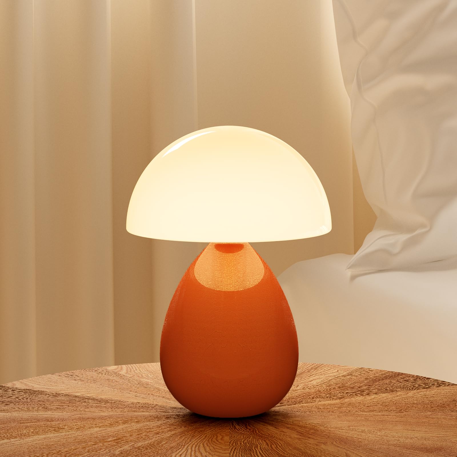Mushroom Lamp Table Lamp for Bedroom,Desk Bedside Small Lamps for Living Room Night Stands,Mushroom Decor Cute Mini Modern Mid Century Lamps,Unique Aesthetic Home Living Room Decor(Orange)