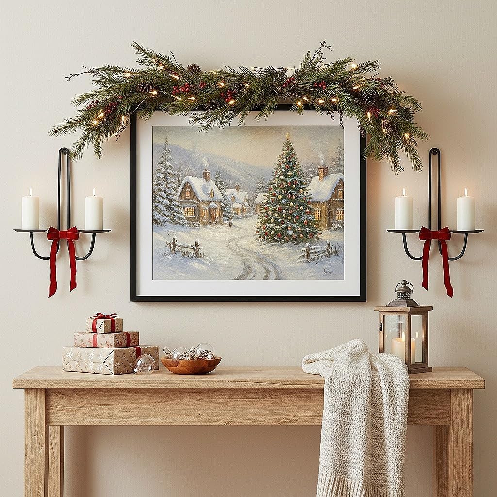 Double Armed Iron Candle Holders Metal Wall Candle Sconce Holder Set of 2 Black Modern Wall Candle Sconces Hanging for Living Room, Farmhouse, Fireplace, Wedding