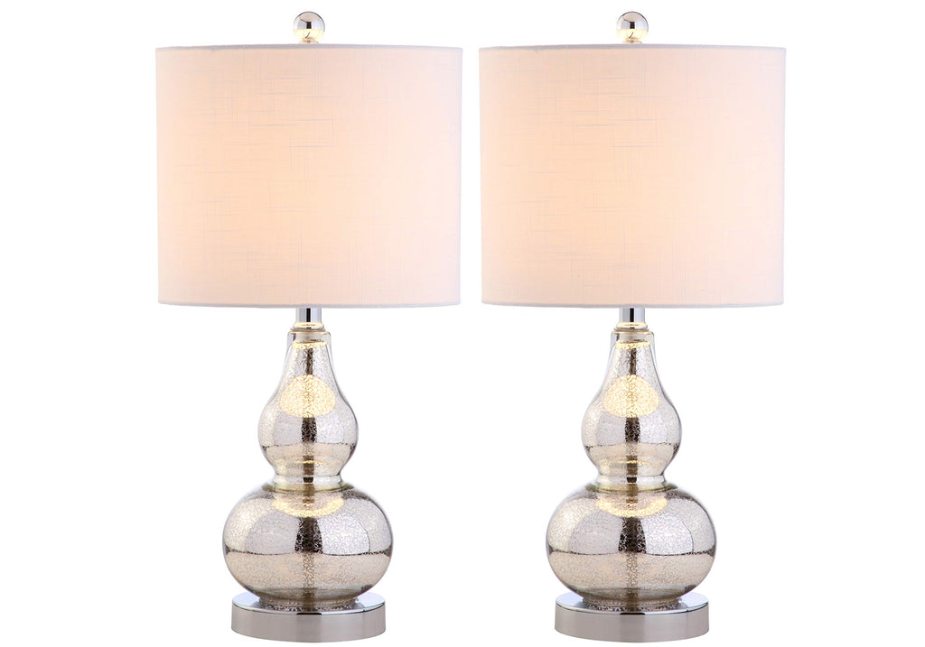 JONATHAN Y 20.5" Sunset Orange Glass Table Lamp, Modern Gourd Bedside Nightstand Lamp for Bedroom, Living Room, White Linen Shade, LED Bulb Included (JYL1028G)