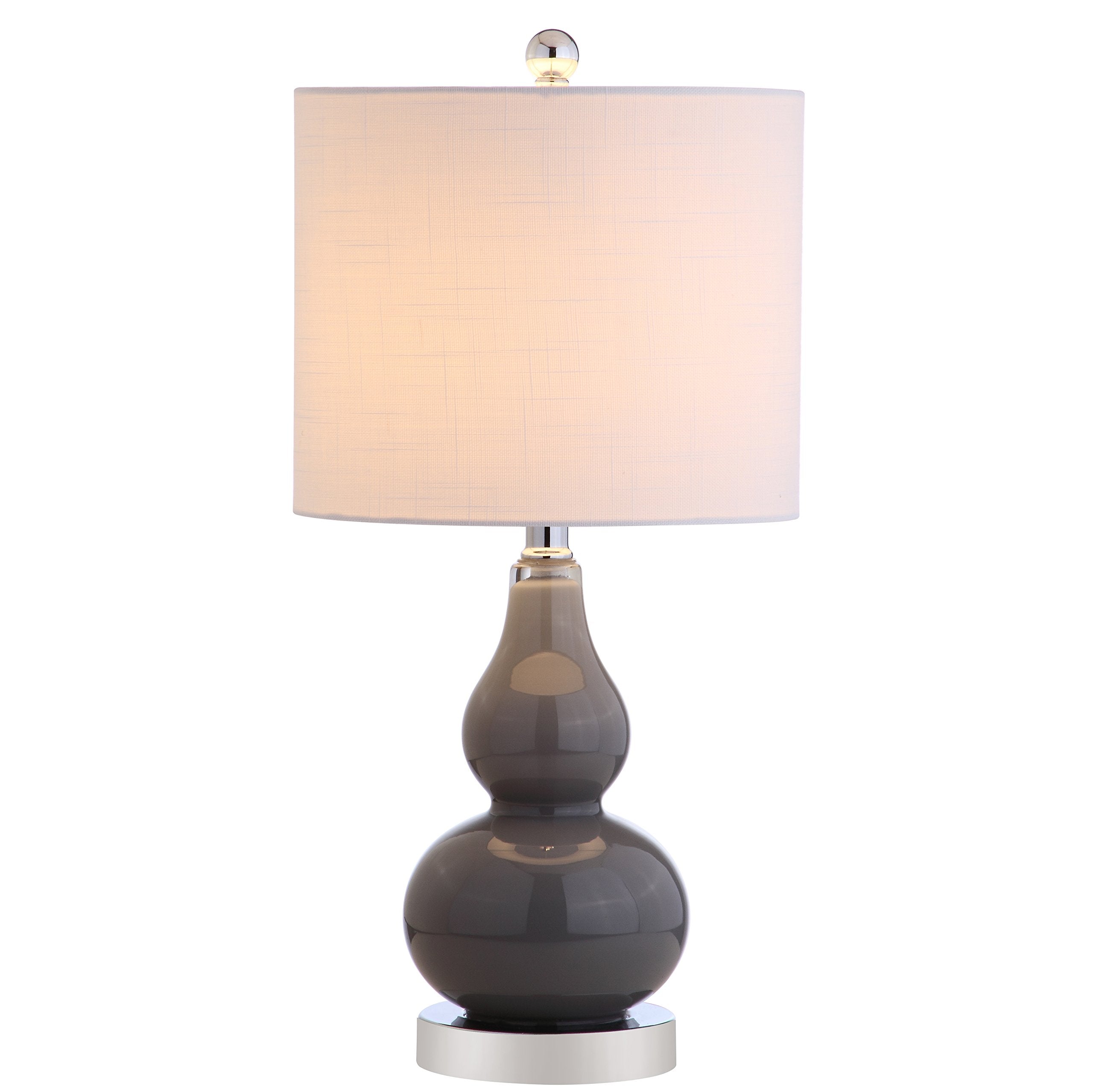 JONATHAN Y 20.5" Sunset Orange Glass Table Lamp, Modern Gourd Bedside Nightstand Lamp for Bedroom, Living Room, White Linen Shade, LED Bulb Included (JYL1028G)