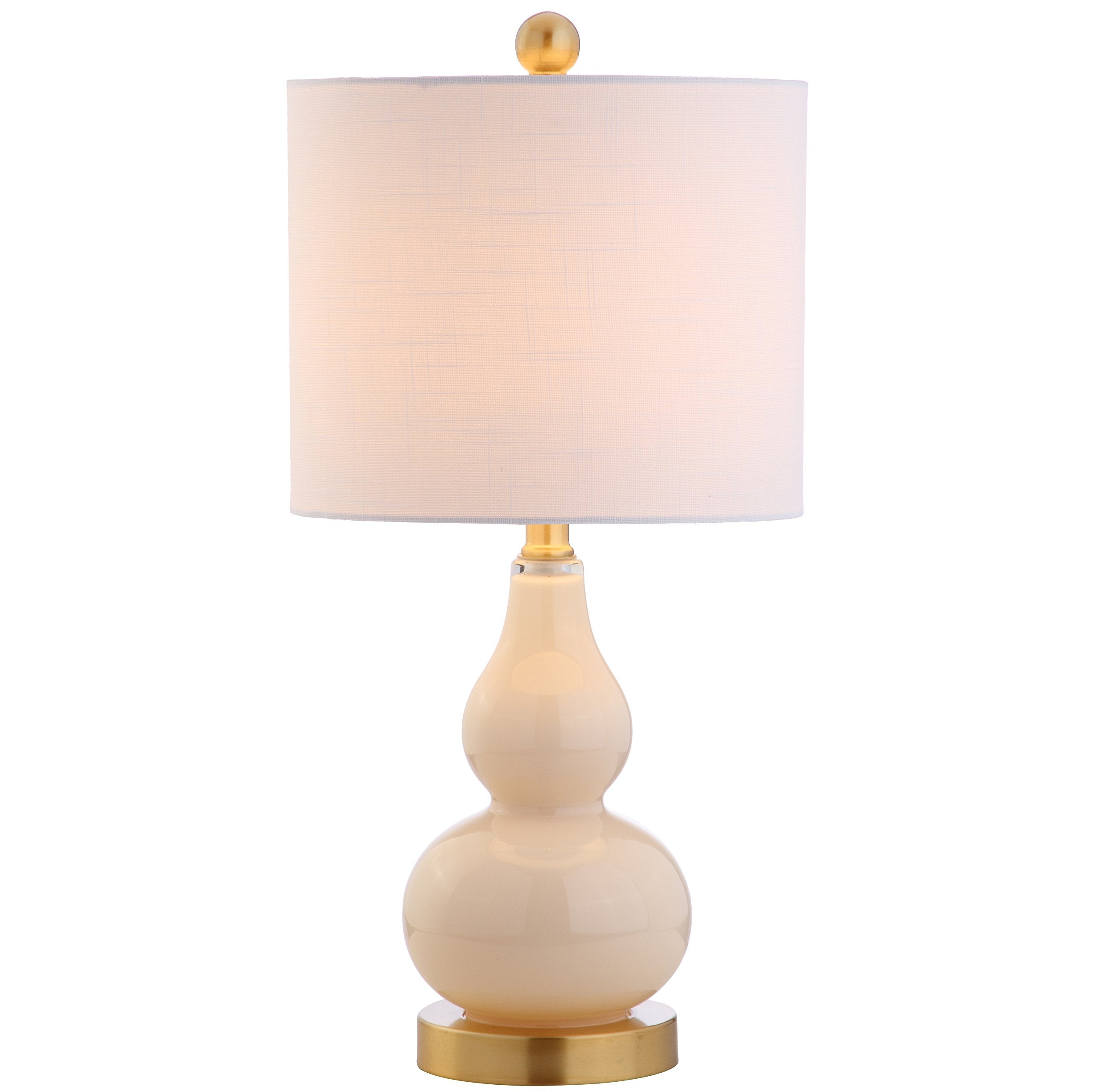 JONATHAN Y 20.5" Sunset Orange Glass Table Lamp, Modern Gourd Bedside Nightstand Lamp for Bedroom, Living Room, White Linen Shade, LED Bulb Included (JYL1028G)