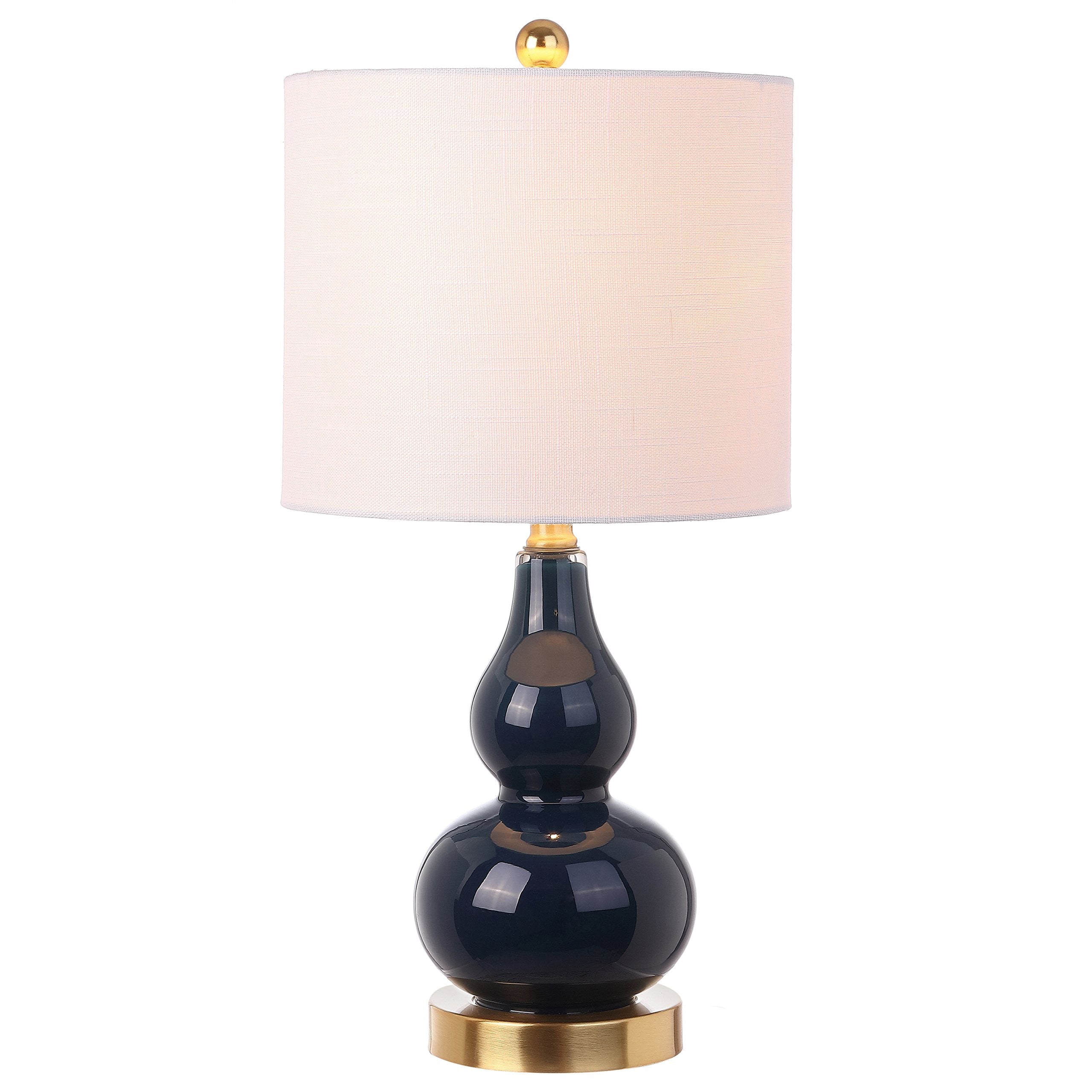 JONATHAN Y 20.5" Sunset Orange Glass Table Lamp, Modern Gourd Bedside Nightstand Lamp for Bedroom, Living Room, White Linen Shade, LED Bulb Included (JYL1028G)