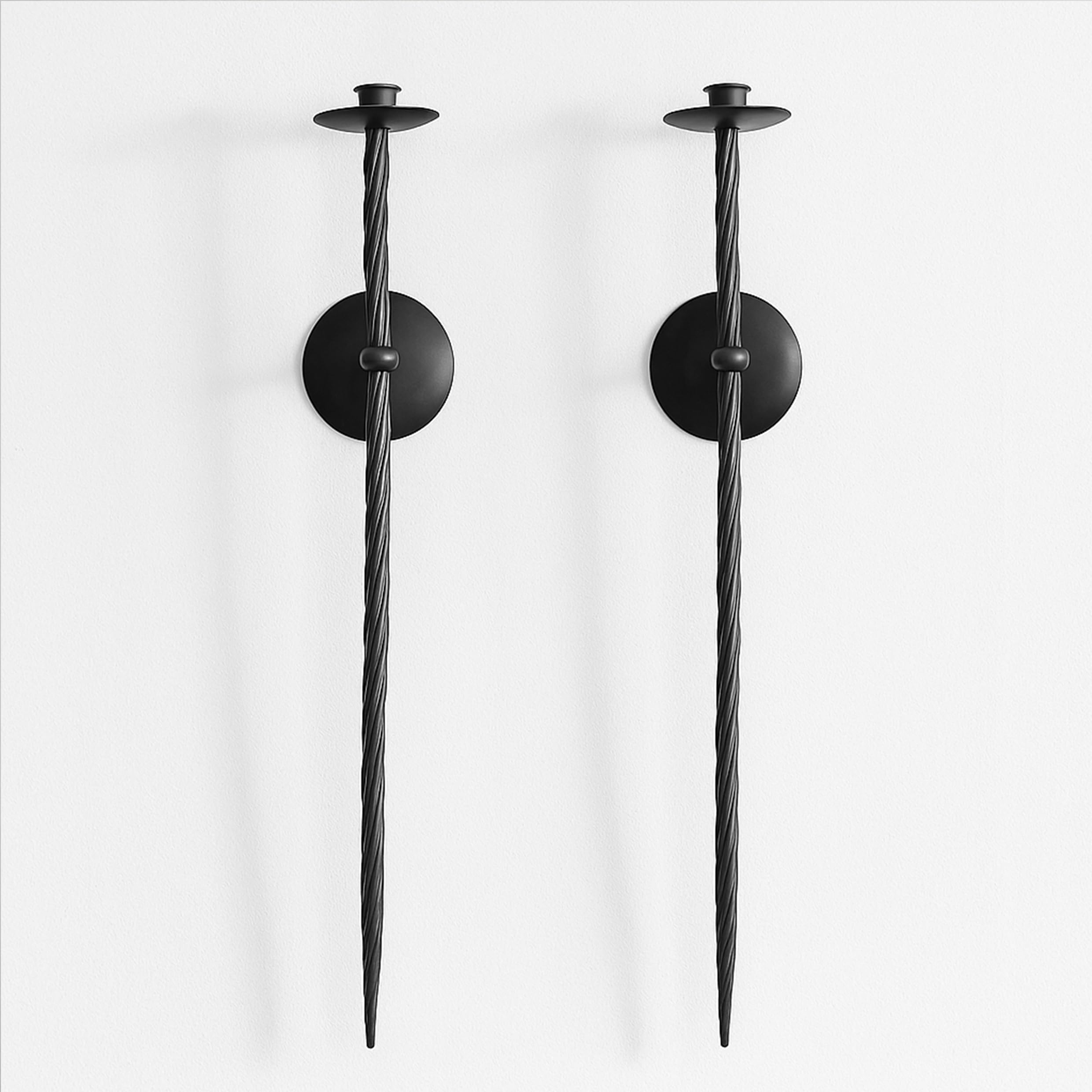 Double Armed Iron Candle Holders Metal Wall Candle Sconce Holder Set of 2 Black Modern Wall Candle Sconces Hanging for Living Room, Farmhouse, Fireplace, Wedding
