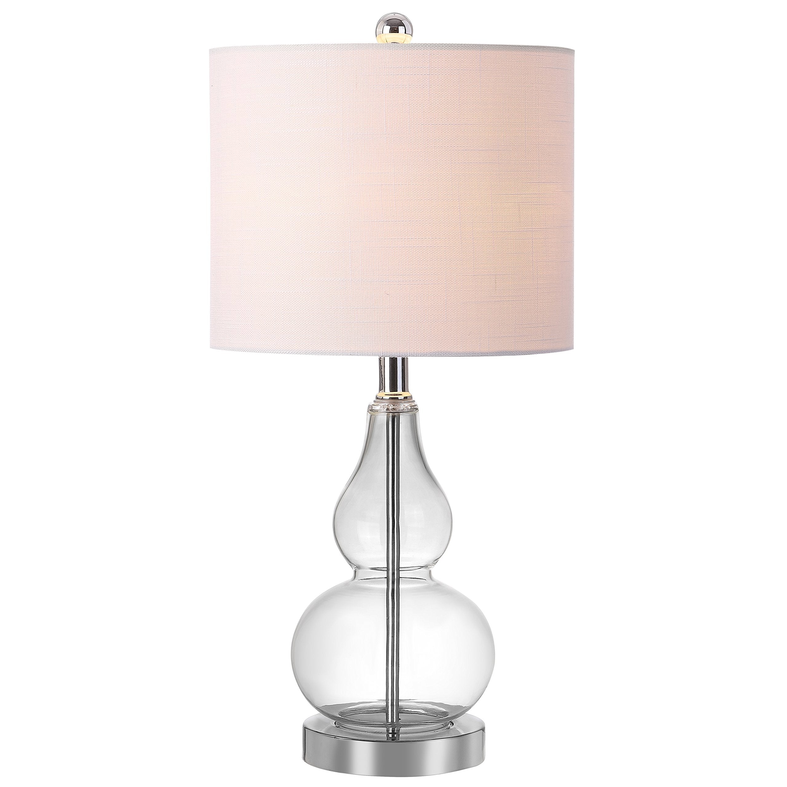JONATHAN Y 20.5" Sunset Orange Glass Table Lamp, Modern Gourd Bedside Nightstand Lamp for Bedroom, Living Room, White Linen Shade, LED Bulb Included (JYL1028G)