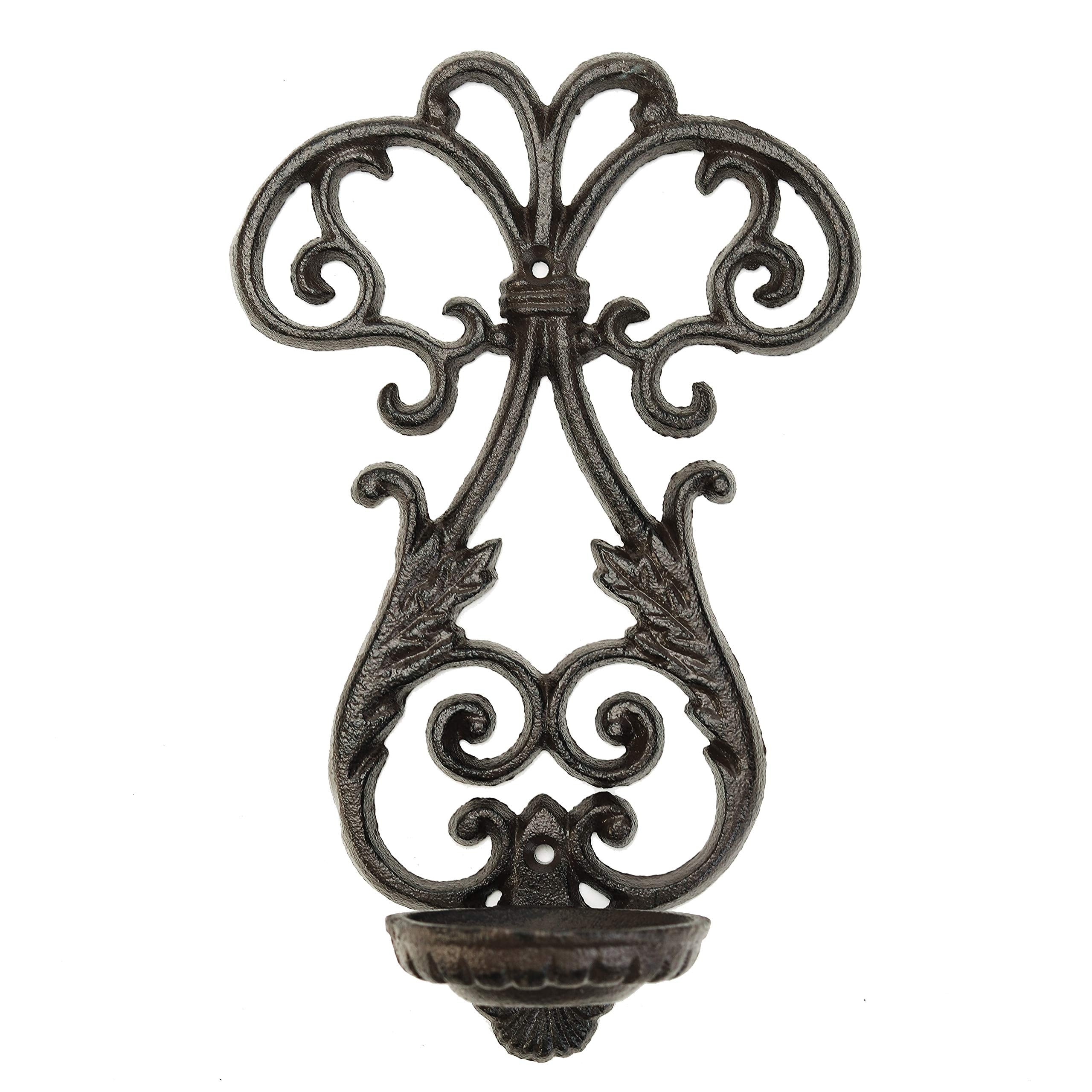 Sungmor Cast Iron Wall Candle Sconce, Wall Mount Tealight Flameless Candle Holders, Decorative Vintage Vine Candleholder Wall Hanging Pillar Candle Stand Kitchen Dining Living Room Bedroom Patio Decor