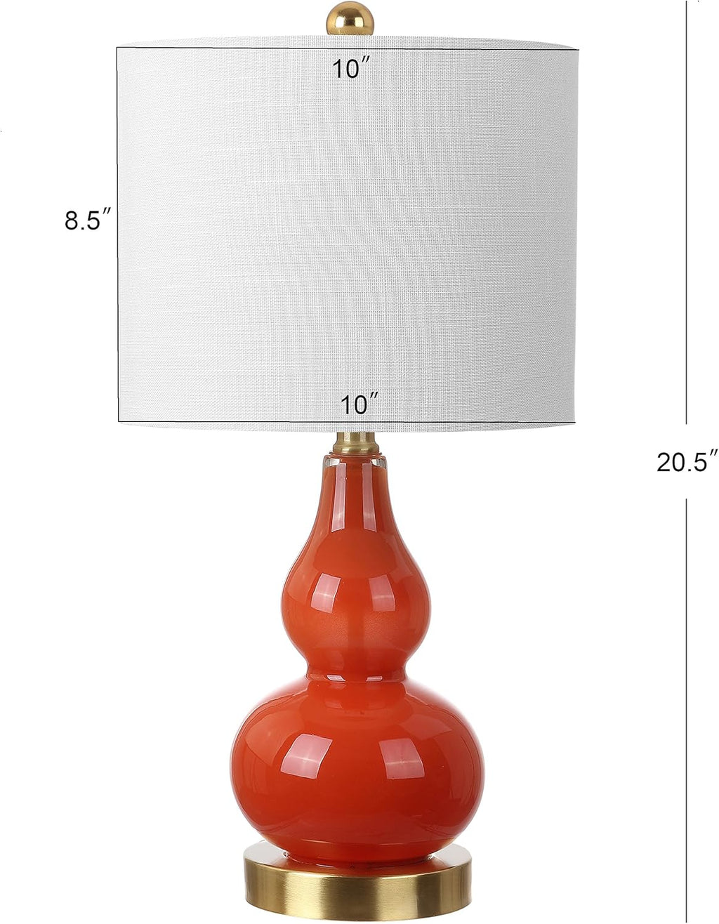 JONATHAN Y 20.5" Sunset Orange Glass Table Lamp, Modern Gourd Bedside Nightstand Lamp for Bedroom, Living Room, White Linen Shade, LED Bulb Included (JYL1028G)